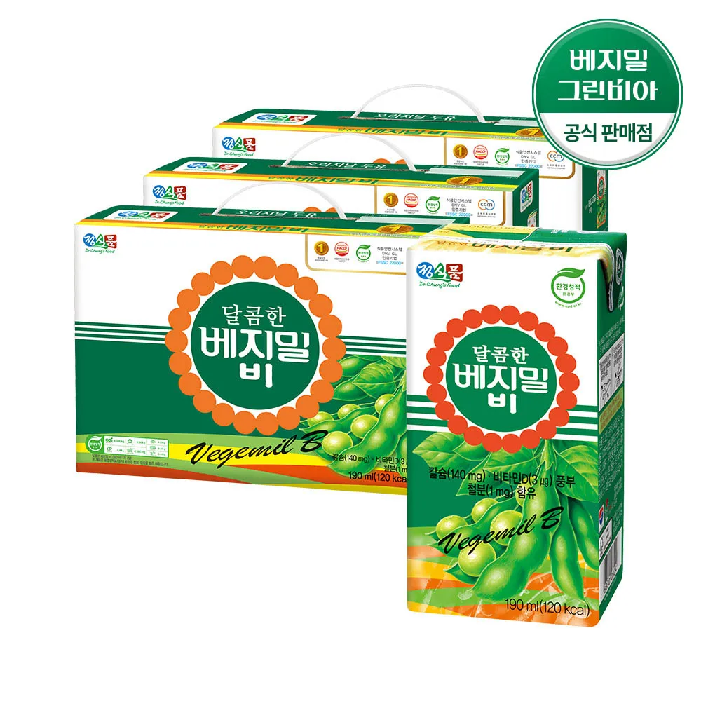 Vegemil B leche de soja dulce, paquete de 190 ml x 72