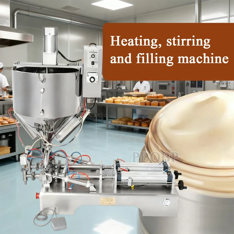 Horizontal Pneumatic Smart Heated Paste Filler Machine For Beverage Chemical Industries Heating Mixing Hopper For Wax Cans