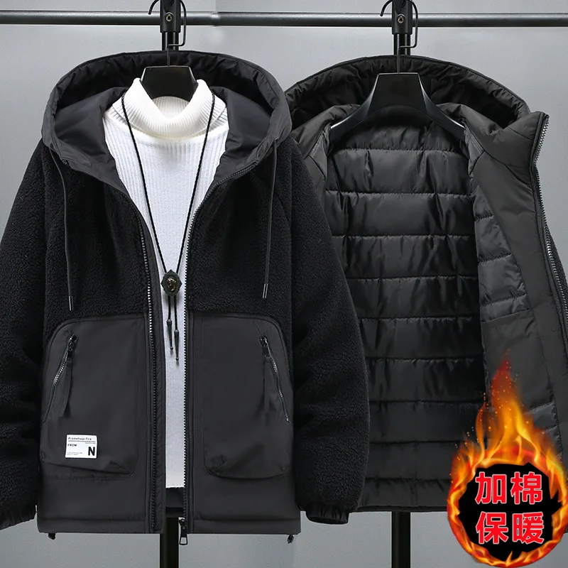 

Мужская одежда, пальто, топы, американские винтажные новые модные мужские сращенные повседневные модные простые свободные шерстяные куртки на молнии с длинными рукавами