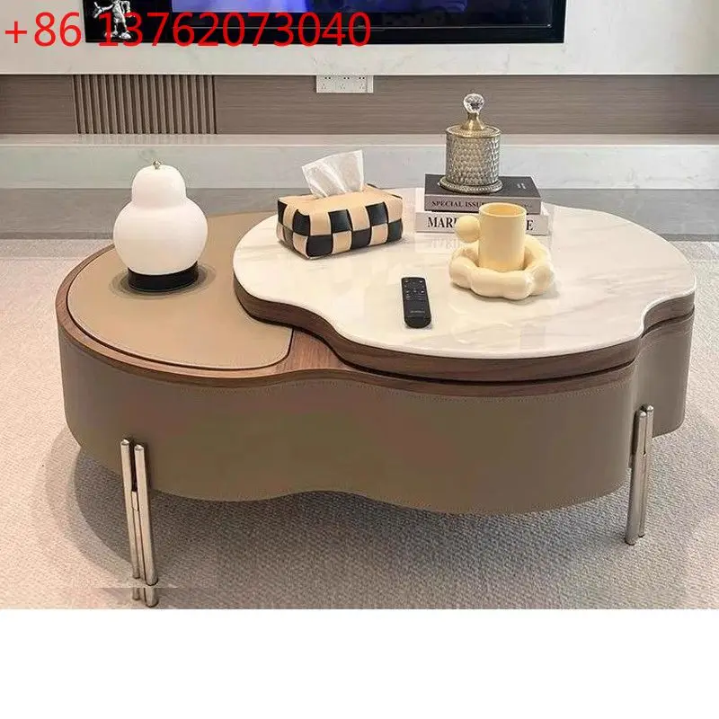 Italian living room lifting microcrystalline stone cloud coffee table small apartment creative rotating model