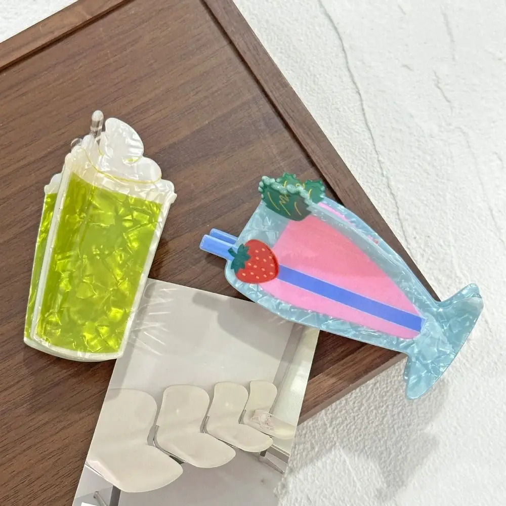 

Acrylic Cocktail Theme Hair Clip Goblet Shape Beach Style Creative Shark Clip Ponytail Clip Geometry Acrylic Hair Claw