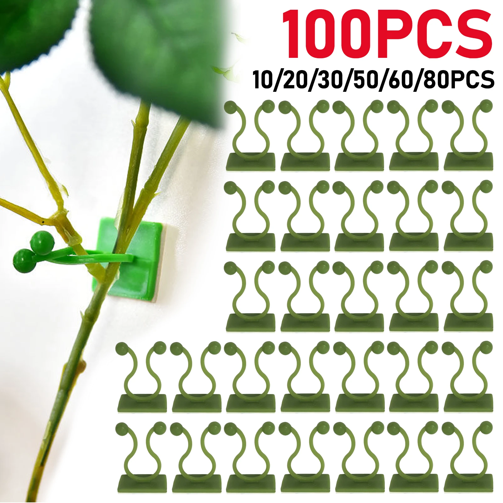 100-10PCS Plant Climbing Wall Self-Adhesive Fixed Buckle Hook Fastener Tied Fixture Buckle Garden Plant Wall Climbing Vine Clips