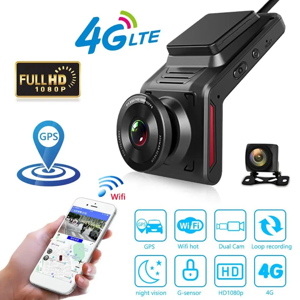 3‘’ 4G Dashcam LCWS/FVWS Dual Lens Video Record WIFI GPS Rear View Remote Live Car DVR Camera