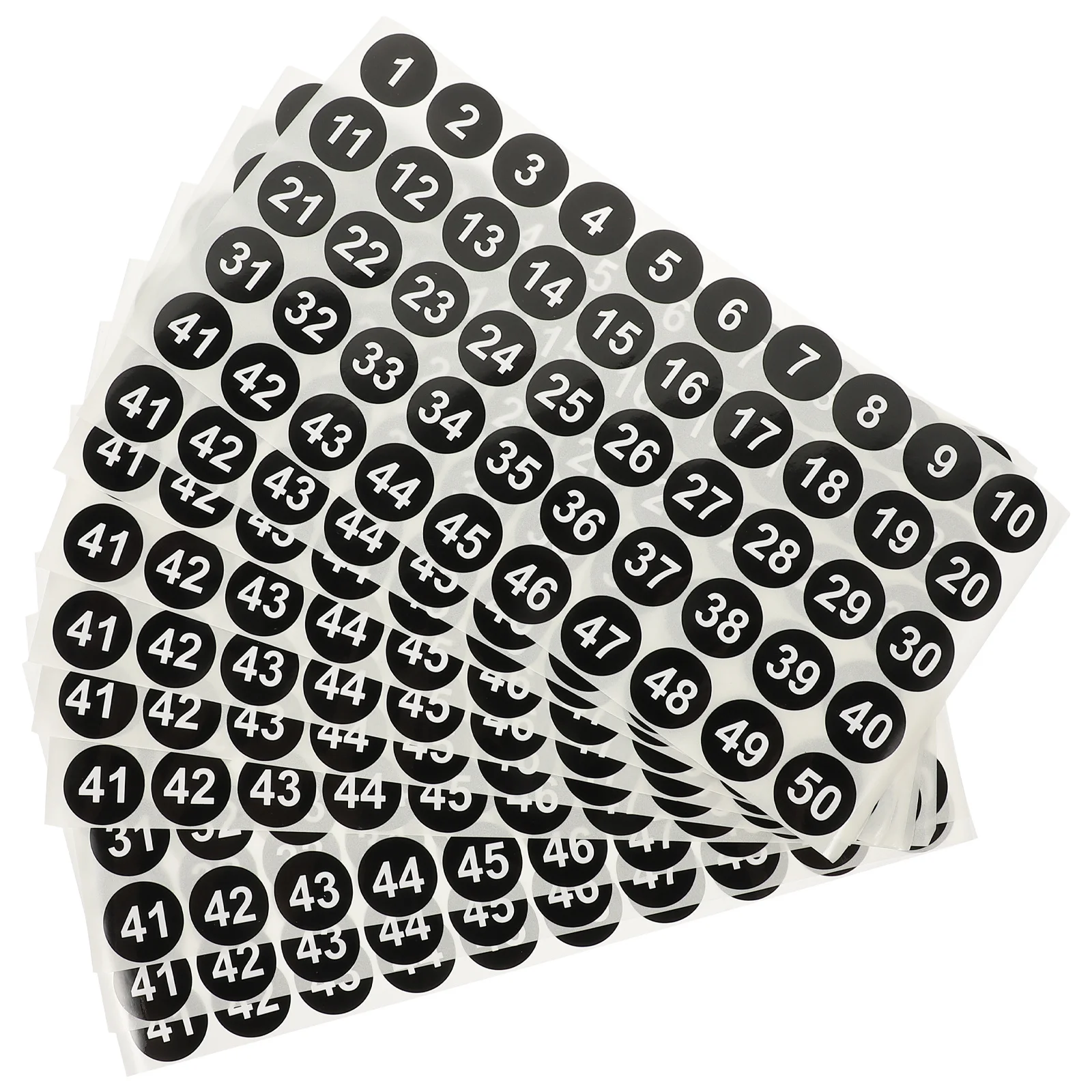 

10 Sheets Number Label Sticker Round Digital Decals for Item Identification Storage Organization Waterproof 1-50