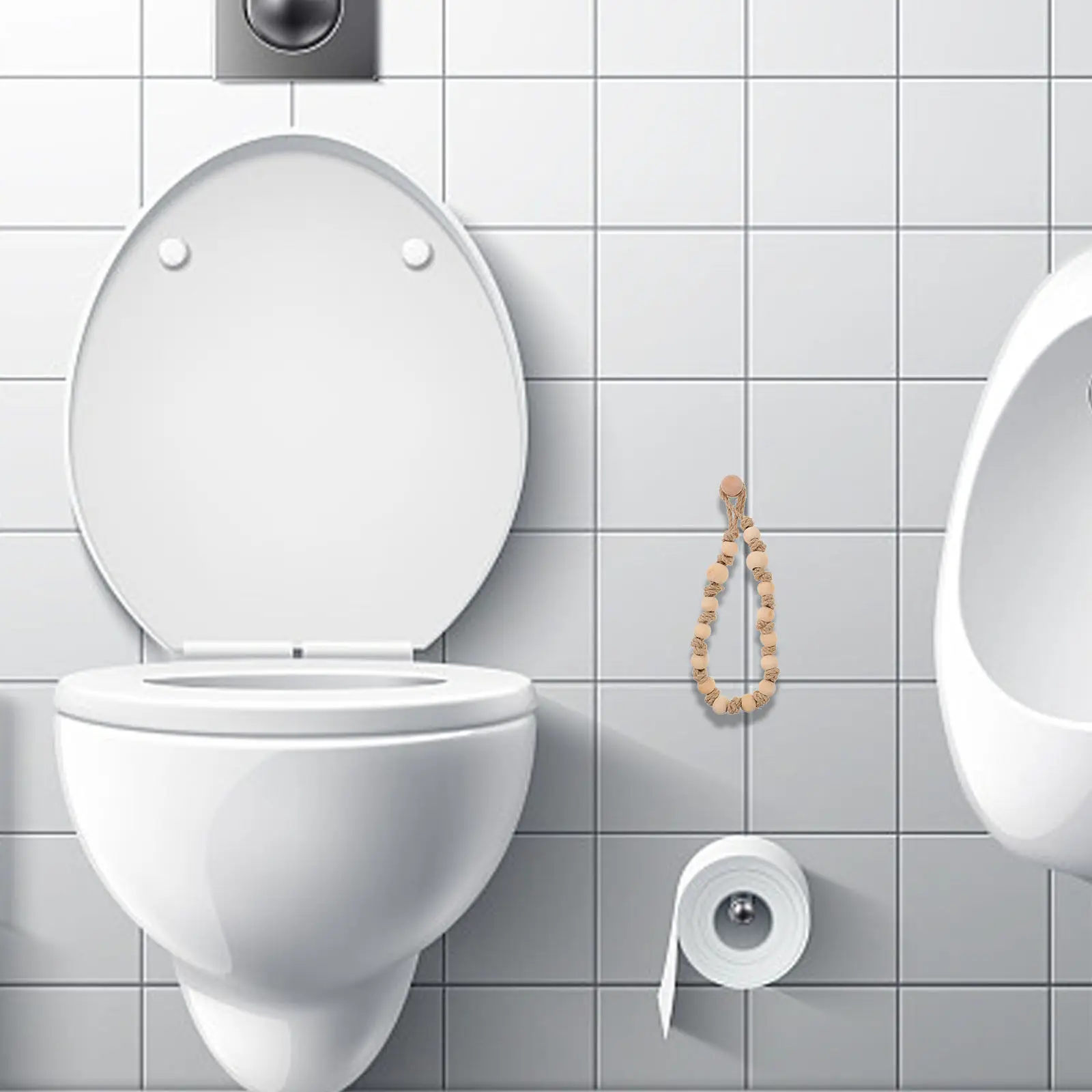 

2Pcs Rustic Wooden Beads Wall Mounted Toilet Paper Holder Decorative Tissue Roll Organizer for Bathroom Kitchen Bedroom Living