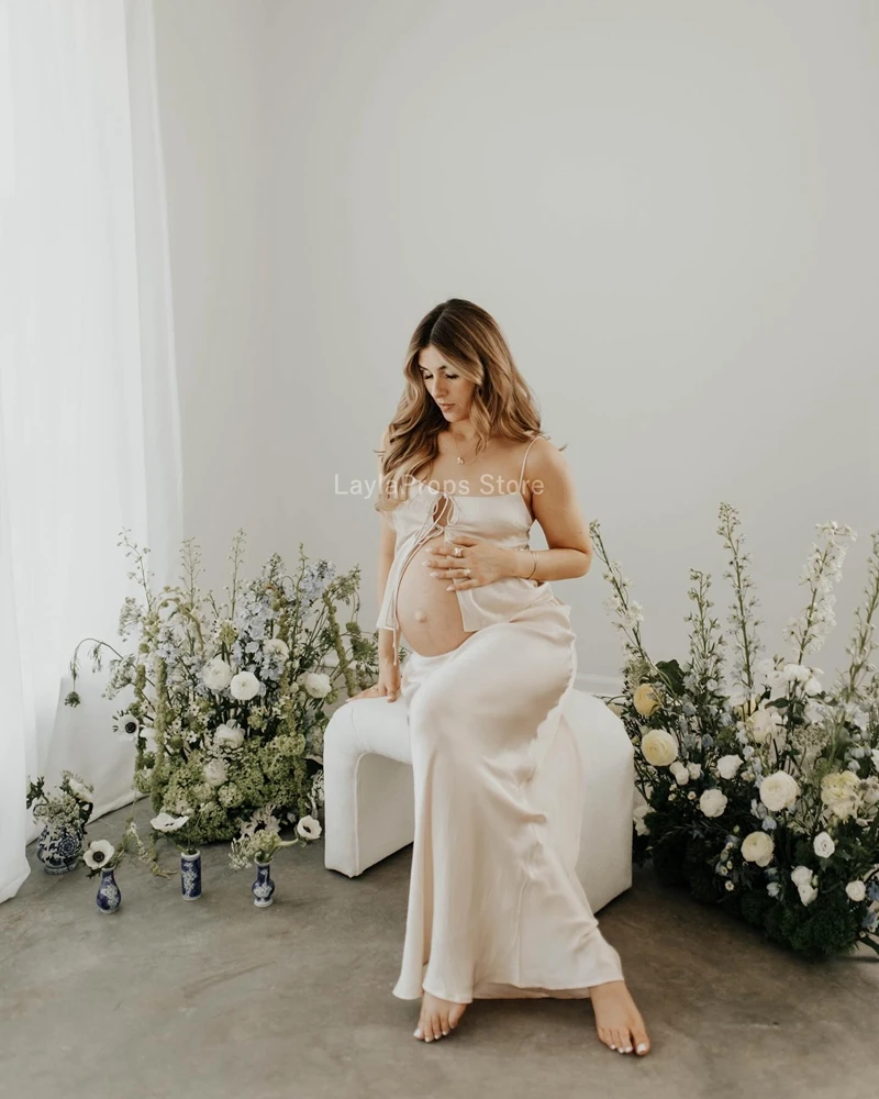 

Maternity Photo Shoot Dress Maternity Photography Backless Irregular Hem Strapless Half Dress for Parties