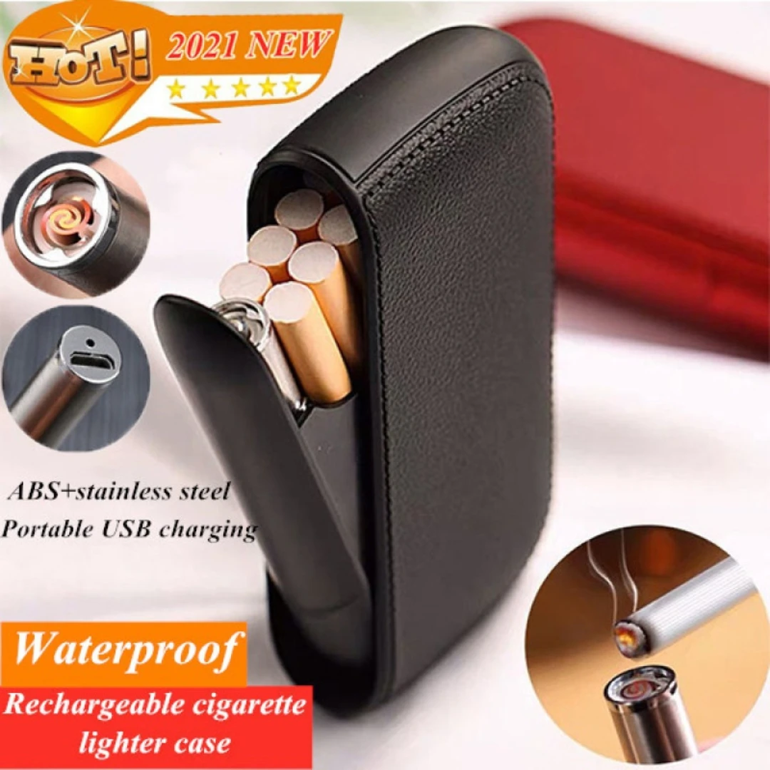 Waterproof Ultrathin Cigarette Case with Electronic Lighter, Portable Automatic Cigarettes Holder, 20Pcs Capacity