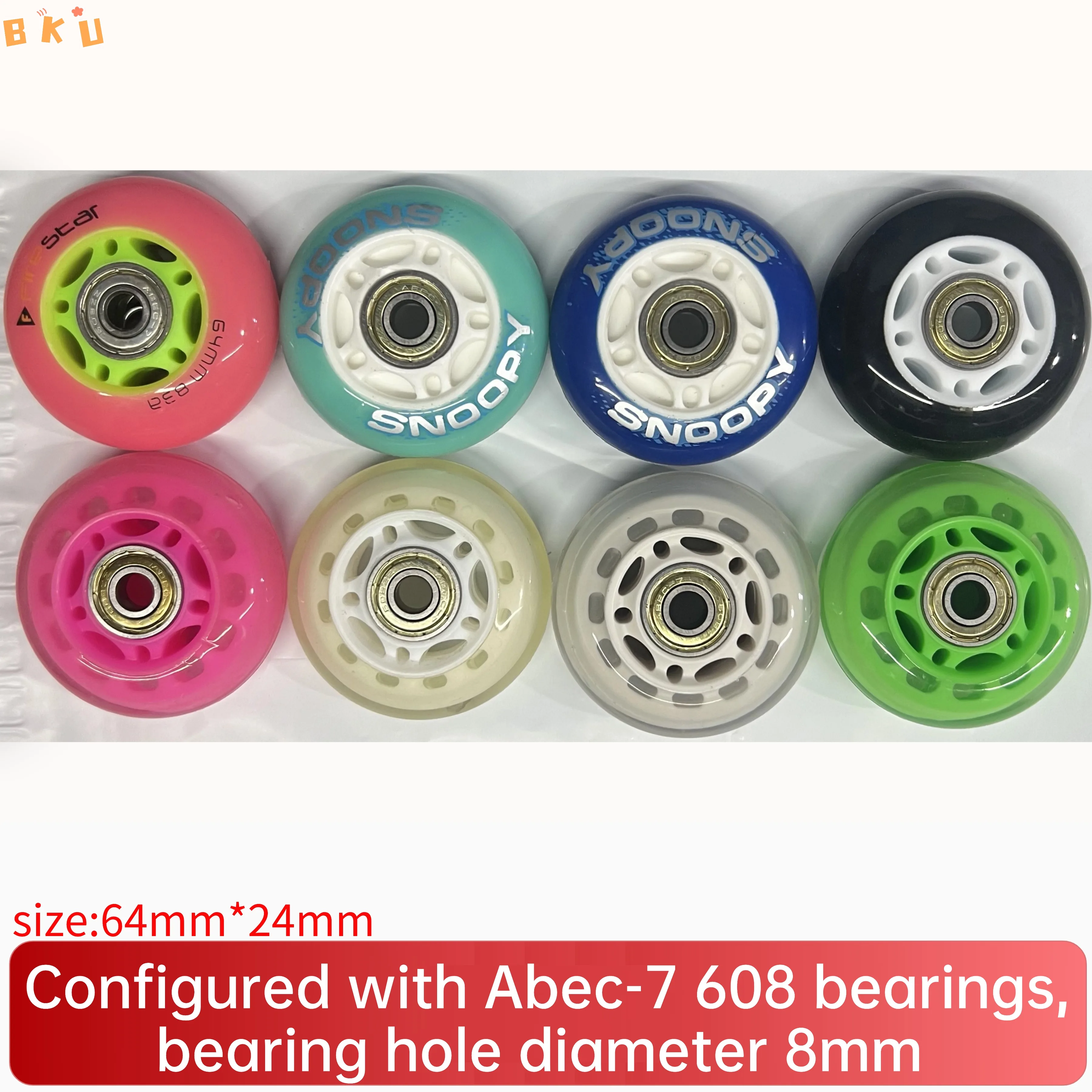 عبوتان من عجلات البولي يوريثان متعددة الوظائف، 64 مم عالية السرعة وهادئة ومقاومة للاهتراء، مع محامل Abec-7 للزلاجات المضمنة والدراجات البخارية والأمتعة