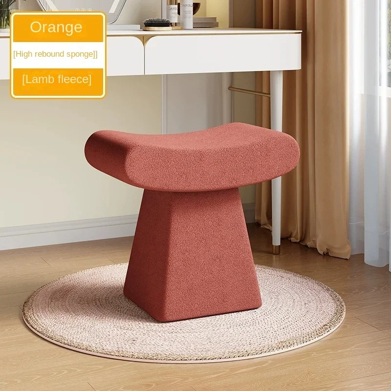 

Simple Dressing Stool Lamb Velvet Chair for Girls Bedroom Small Home Nail Chair Cream Style Makeup Stool