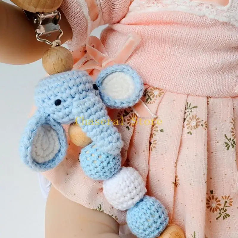 

E7CE Baby Pacifier Chain Clip Crochet Cartoon Animals Nursing Teether Soother Holder Beech Clip DIY Dummy Nipple Holder