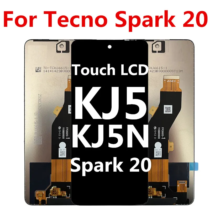 For Tecno Spark 20 KJ5N LCD kj5n Screen Display And Touch Screen Glass Panel Assembly Tecno KJ5 LCD Complete Replacement Parts