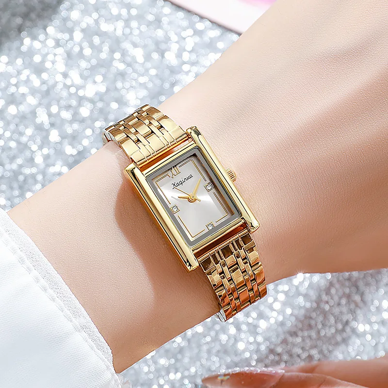 Marca de luxo strass quadrado dial relógio quartzo moda mulher pulseira aço relógio pulso dropshipping relogio montre femme