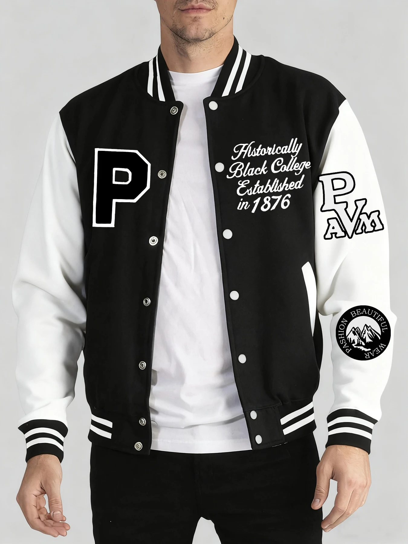 

P Basketball Team Slogan Print Unisex Sportswears Autumn Winter Street Jacket Oversized Casual Baseball Uniform Basics Comfy Top