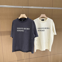 Summer Top Ripped vandal slogan print UK ENFANTS RICHES DEPRIMES E.R.D.T-shirts New O-Neck Cotton TEE Men Women ERD Short Sleeve