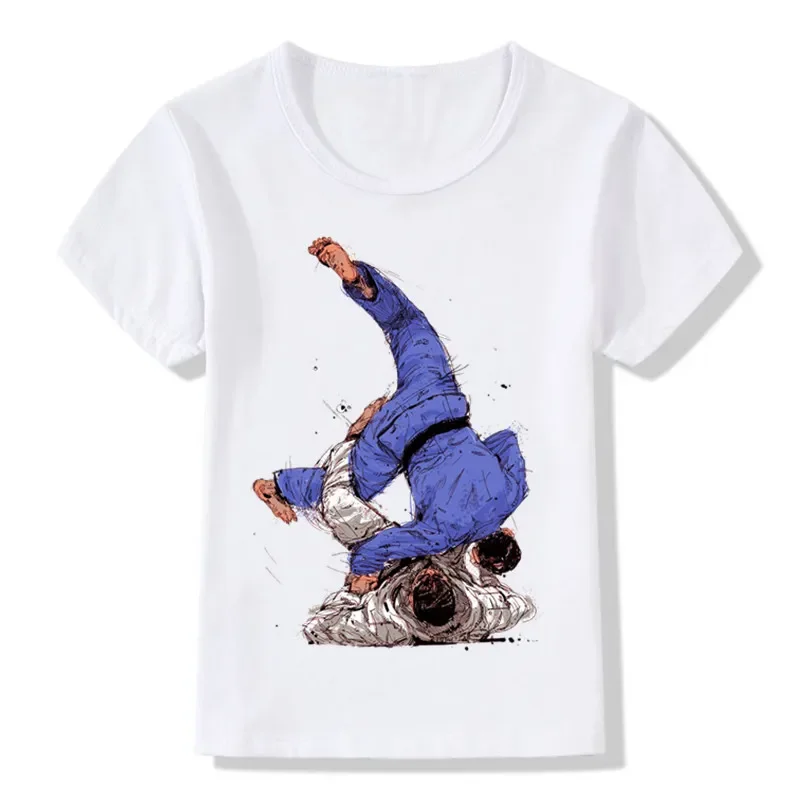 Baby Boys Girls Evolution Of A Judo Print T Shirt Summer Fashion Children Tops Tshirt Kids Clothes White Casual Soft T-Shirt