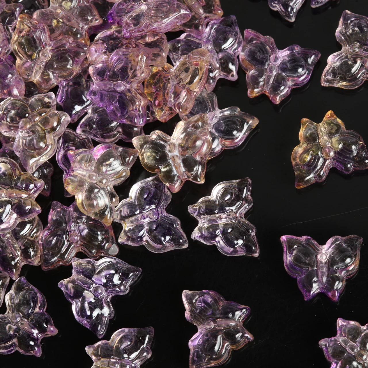 12x15mm 80-320pcs Transparent Purple Butterfly Glass Beads Loose Beads For DIY Handmade Jewelry Beading Making Supplies