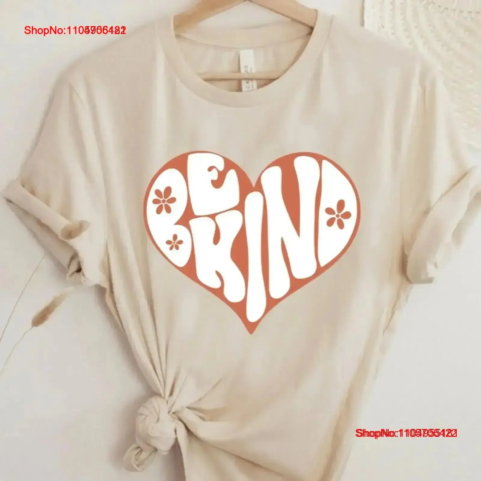 Be Kind T Shirt HearT Kindness Groovy Inspirational Floral for Her Retro vintage Washed designer clothes graphic Breathable