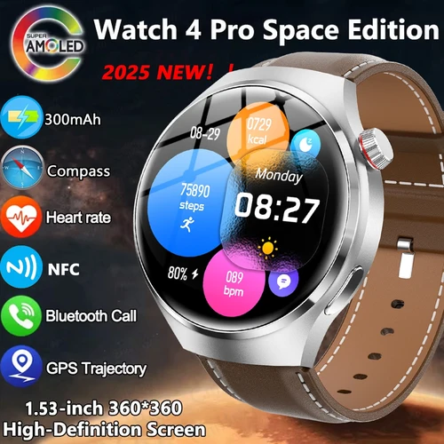 Imagen 1 del producto 2025 nuevo reloj 4 Pro actualización GPS NFC reloj inteligente para hombres 360*360 AMOLED HD Bluetooth llamada impermeable reloj inteligente