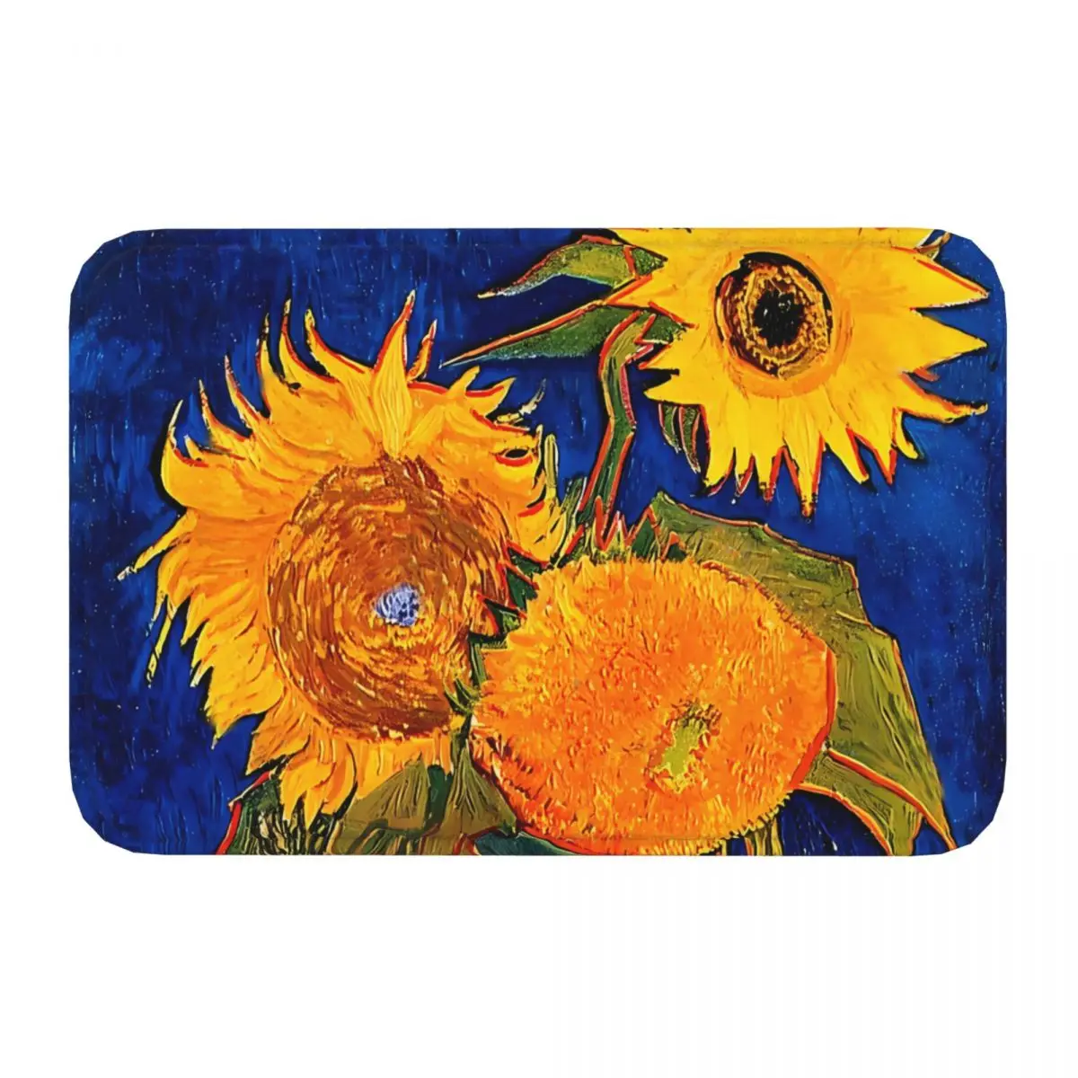 Sunflower Plant Non-slip Doormat Gogh Vase With Five Living Room Kitchen Mat Outdoor Carpet Flannel Modern Decor