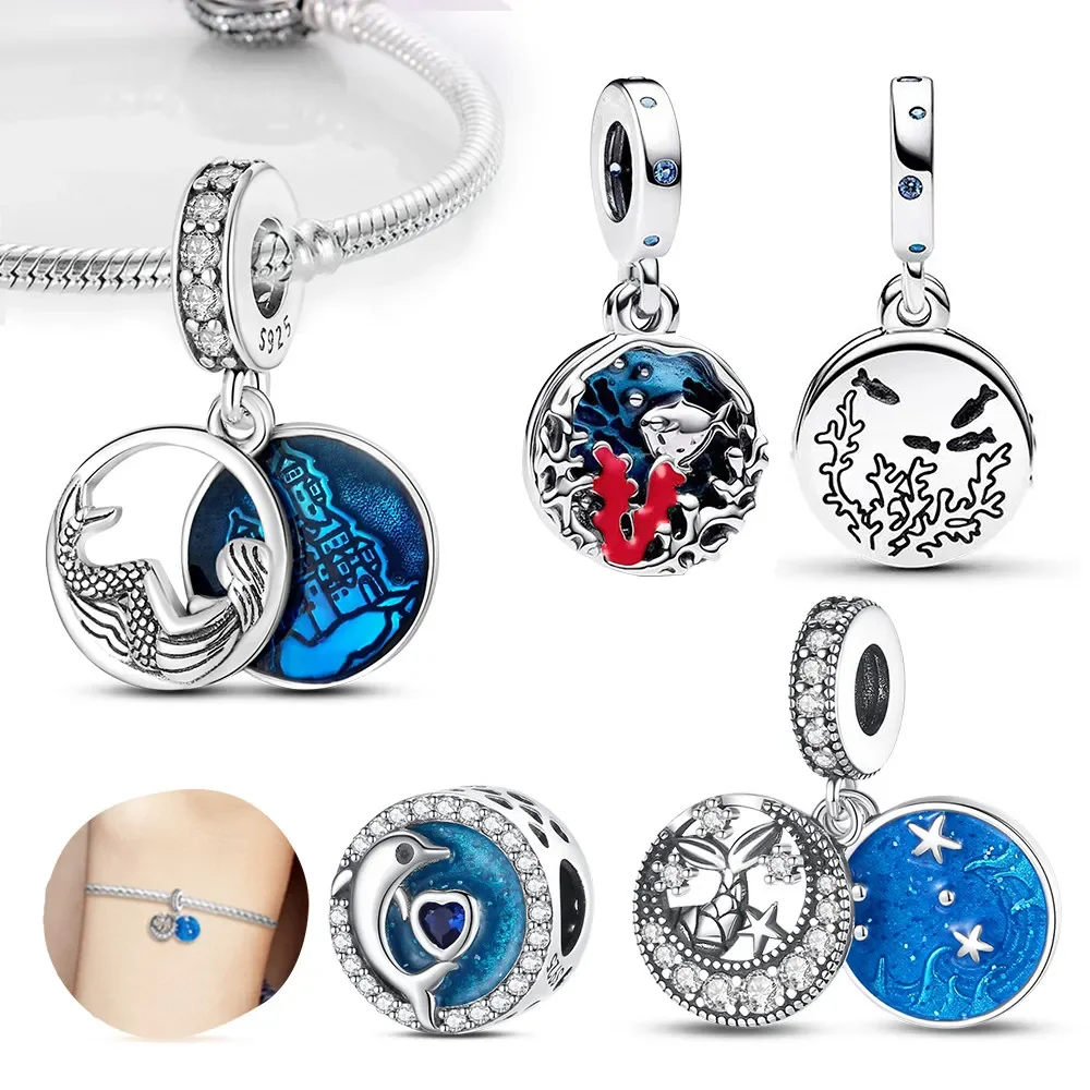 

Ocean Series Fish Dolphin Mermaid Blue Charms Beads 925 Silver Fit Original Pandora Bracelets for Women Bead DIY Jewelry