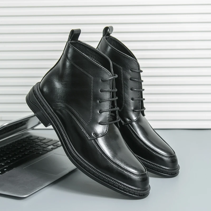 

Зимние классические мужские ботинки челси в стиле ретро, мужские повседневные модные брендовые ботинки с высоким берцем и острым носком, мужские социальные ботинки для джентльменов