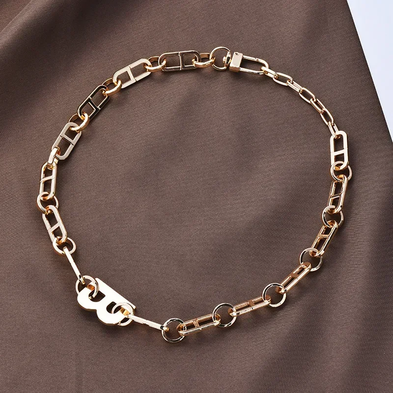

2025 Personalized letter item B necklace Women's ins wide version chain Versatile collarbone chain