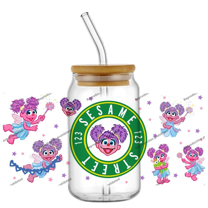 Popular Cartoon Characters Uv Dtf Cup Wraps Cute Monster Stickers For 16oz Glass Cans Waterproof Diy Transfer Decals