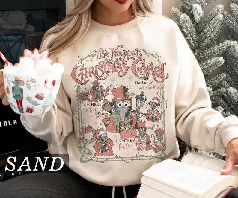 Ropa De Mujer Retro The Muppet Christmas Carol Shirt Gonzo and Rizzo Christmas Sweatshirt Xmas Movie Holiday Family Trip Gift