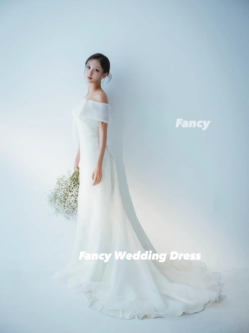 Fancy Princess Off Shoulder Wedding Dress A Line Organza Bridal Gown Floor Length Formal Occasion Dresses Customized