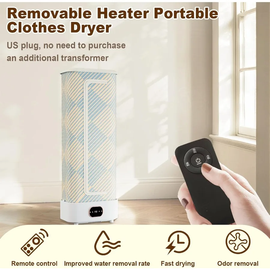 مجفف ملابس أوتوماتيكي محمول 1000 وات قابل للطي مع جهاز تحكم عن بعد، حل تجفيف غسيل مدمج وفعال للمنزل #4