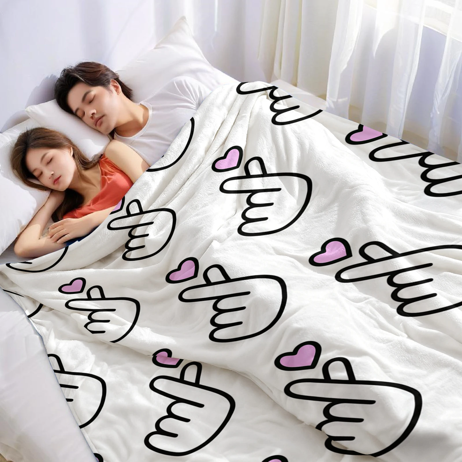 Finger Heart Ultra Soft Sherpa Fleece Blanket Fluffy Warm Halloween Cozy Throw for Sofa Couch Bedroom Gift All season