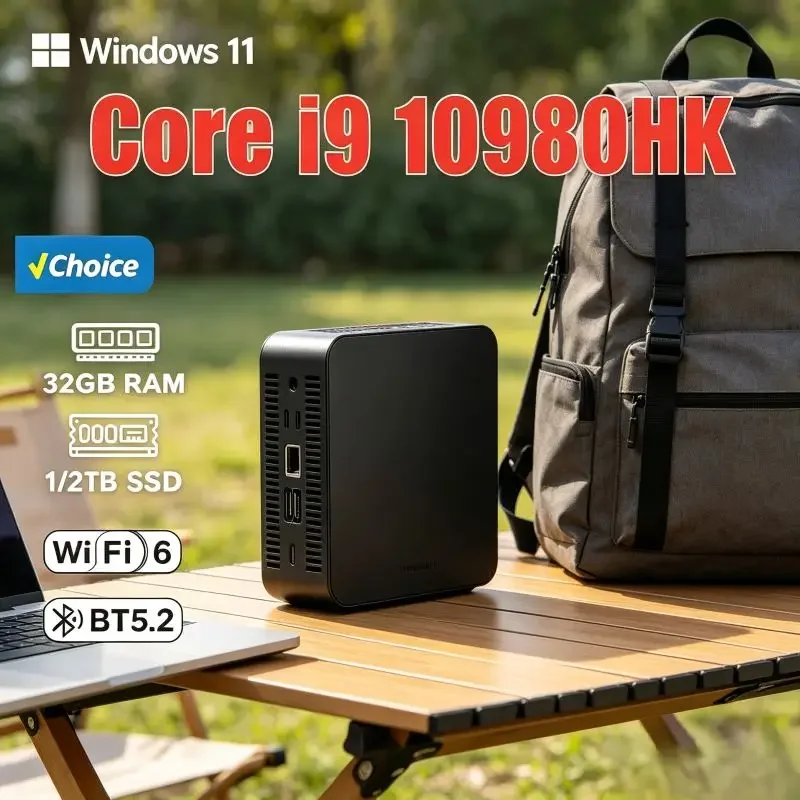 

High Performance Mini PC 2026, Core I9 10980HK, 16GB RAM and Large SSD, WiFi 6, BT5.2, 4K HD Display, Preloaded Win 11