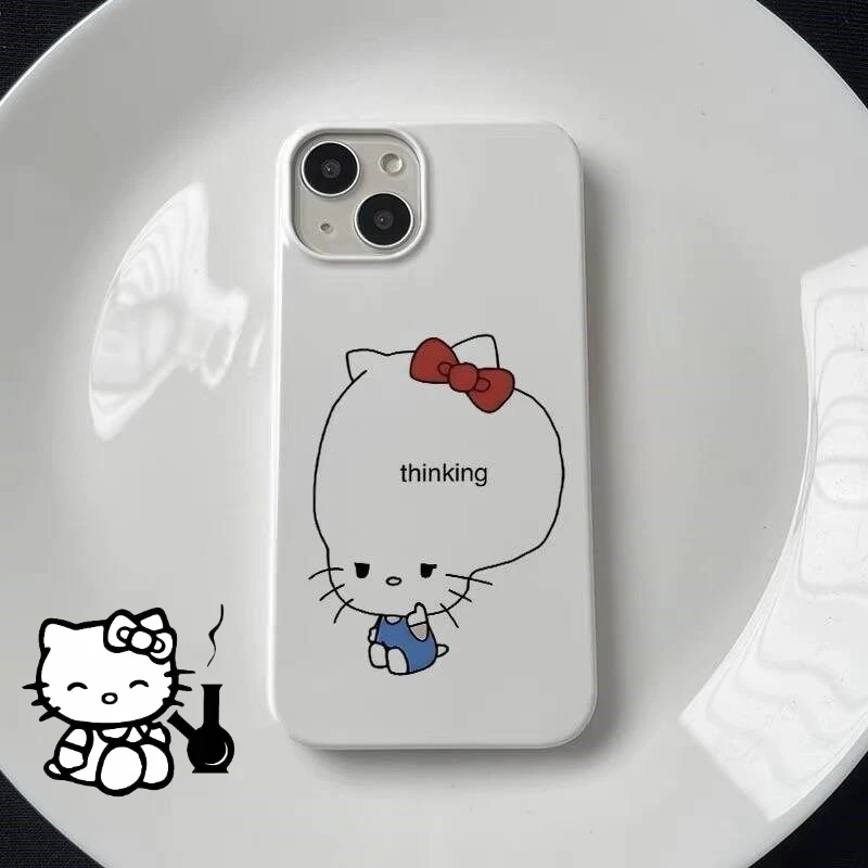 

Sanrio Hello Kitty Silicone Phone Case for Iphone 15 14 13 Pro Max Funny Cover Girl Cartoon Shockproof Bumper Protective Cover