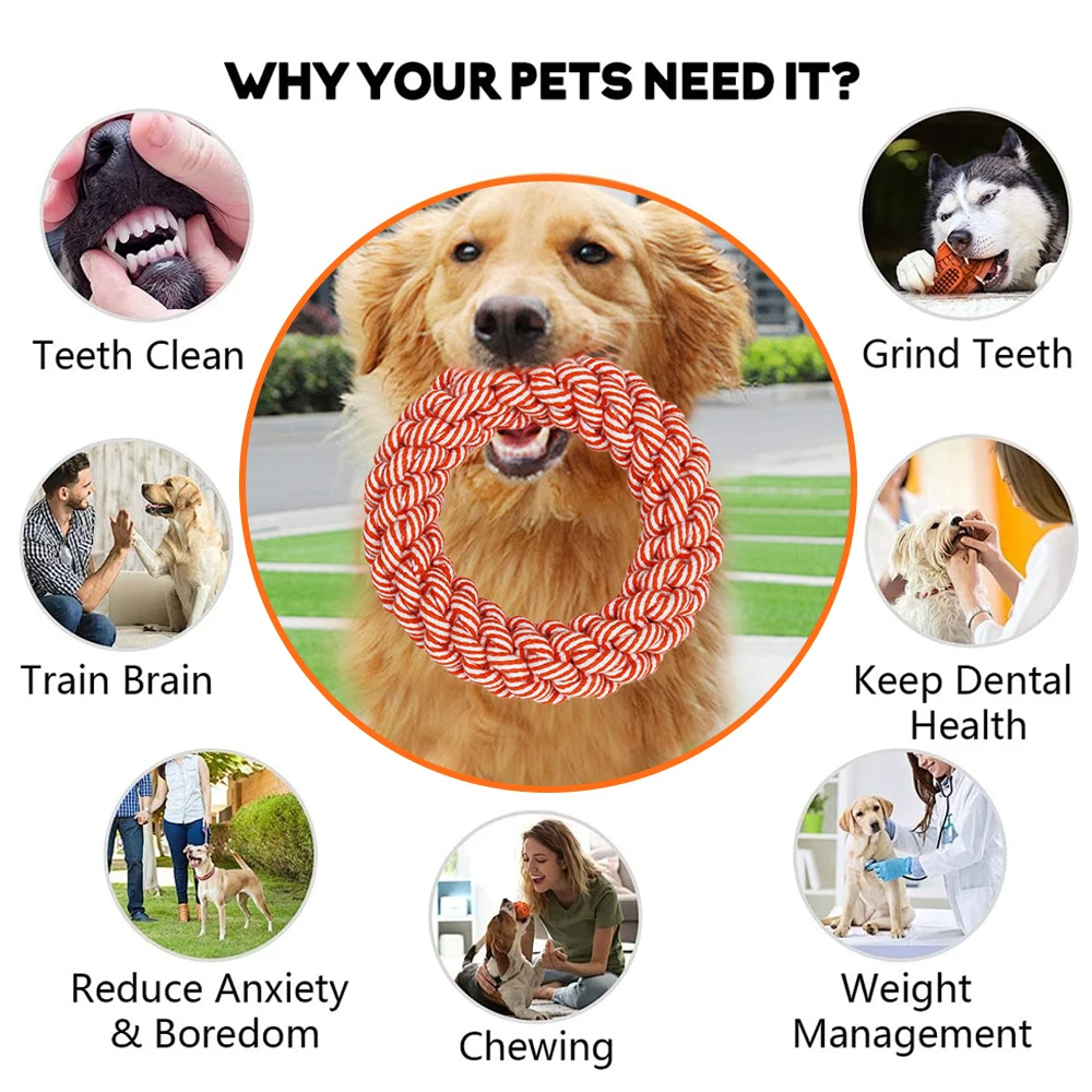 New Dog Chew Toy Bite Resistant Rope Knot Cats Dogs to Relieve Boredom Teeth Grinding and Cleaning Pet Training Supplies