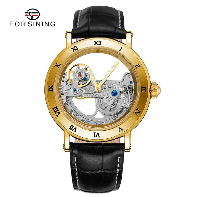 Forsining 208L Luxury Original Watches Men Transparent Dial Mechanical Automatic Analog Watch For Male Waterproof Bracelet