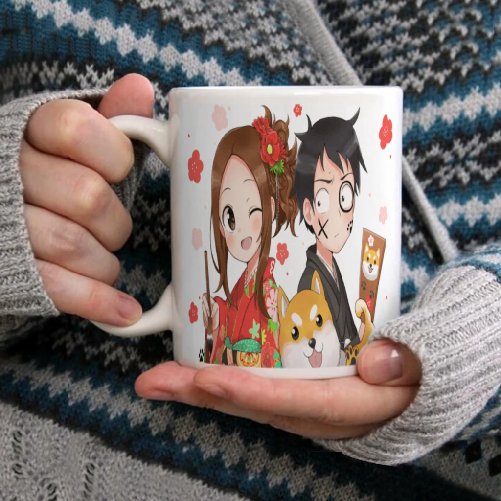 Anime Teasing Master Takagi-san Coffee Mug 11oz Fun Ceramic Coffee Tea Cocoa Cup Handle Tea Drink Cup