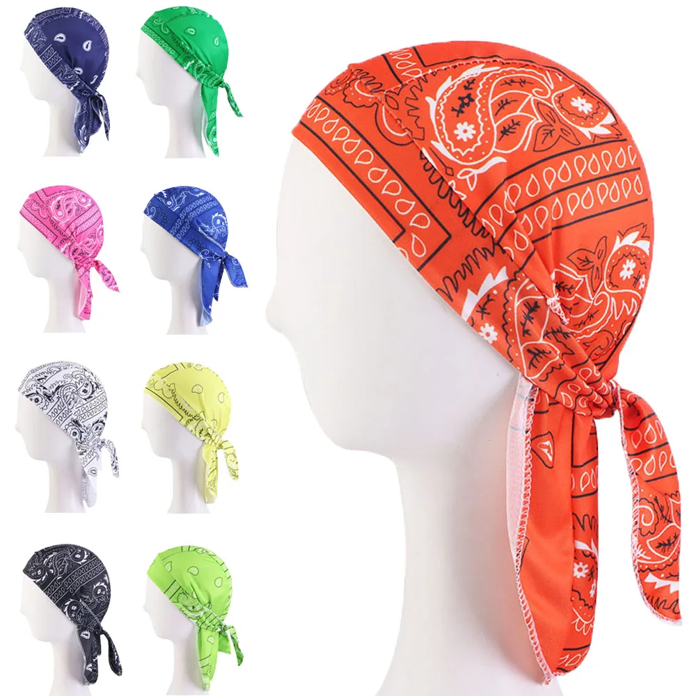 New Fashion Women Men Skullies Caps Print Bandanas Headwear Pirate Unisex Bicycle Cycling Hat Durag Do Rag Cap Hair Accessories