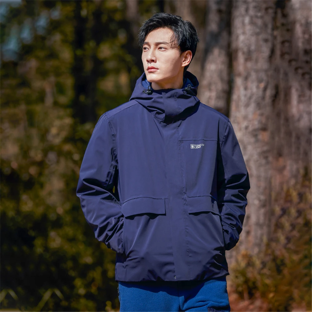 Pioneer Camp 2022 Spring Men Single-Layer Jacket Hooded Urban Outdoor Windproof Waterproof Couple Travel Hiking Suit   XHW102081