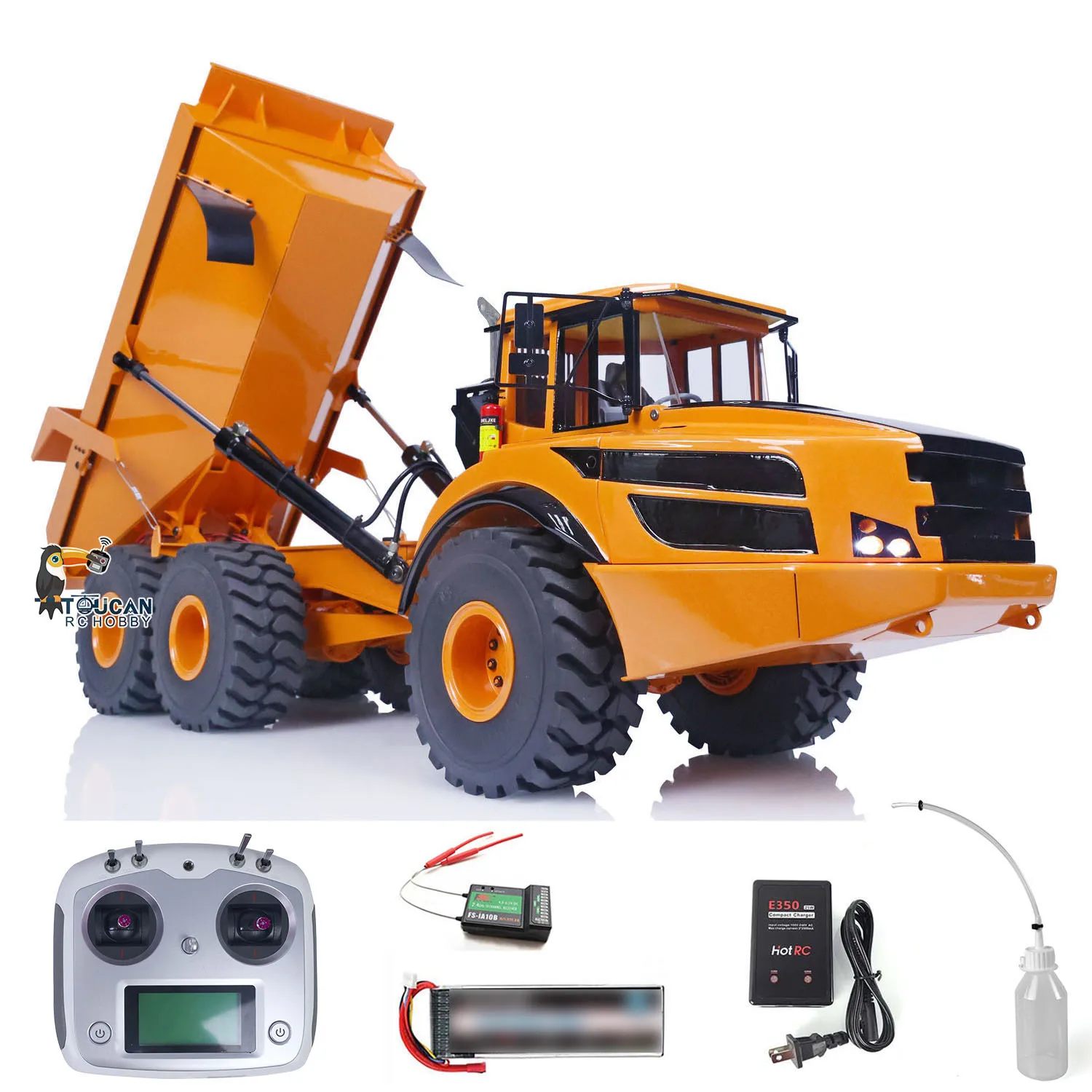 

Metal 1/14 6X6 Hydraulic Lifting RC Articulated Truck Dumper Car Tippers RTR Assembled Painted Radio Control Model THZH1372-SMT9
