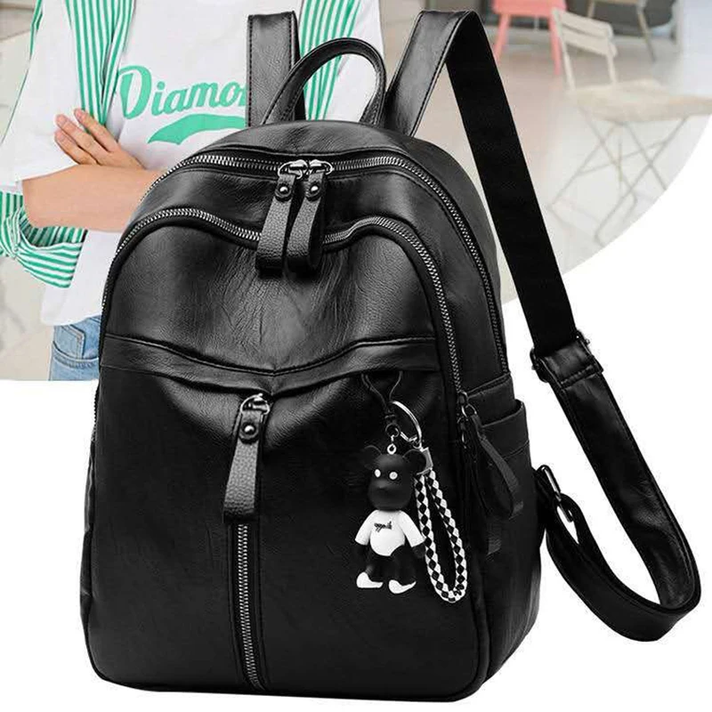 Bolsa de viagem de grande capacidade em couro PU, mochila casual, mochila de ombro cruz, mochilas escolares pequenas multifunções