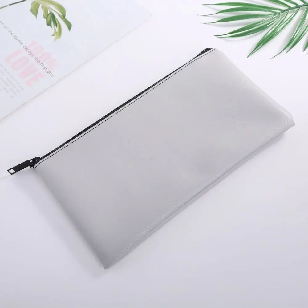 

Durable Zippered Pu Bill Bag PU Leather Bank Envelopes Cash Deposit Bag Small Compact 11 x 6 inches Money Pouch Office Products