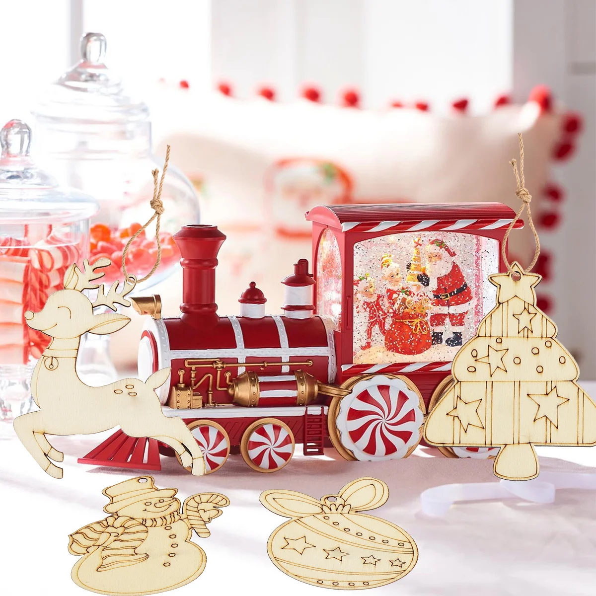 لوحة خشبية تصنعها بنفسك للكريسماس ، دلاية من خشب الأيل الملاك ، ديكورات معلقة على شجرة الكريسماس ، مستلزمات هدايا للأطفال ، 10: 10000 #6