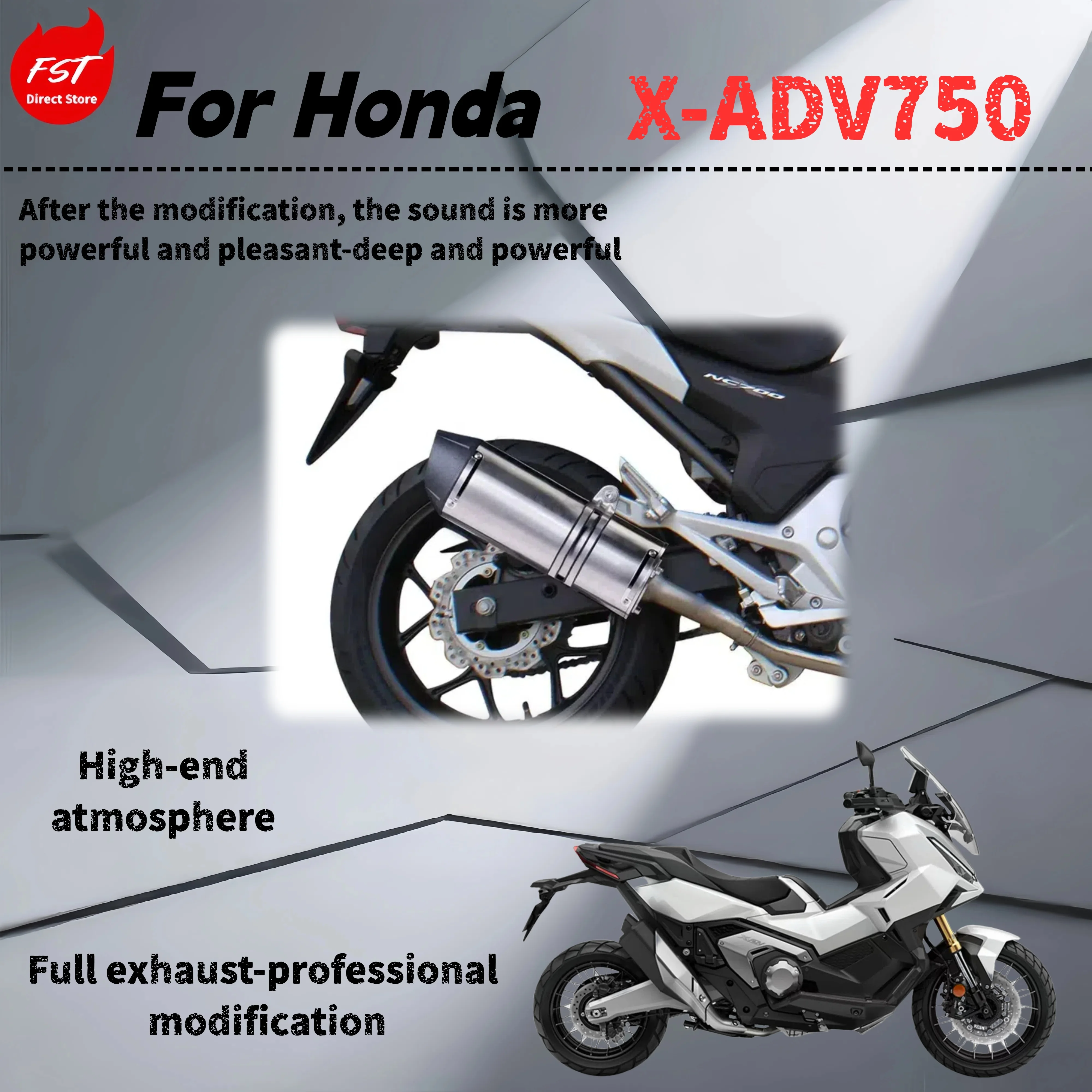 

For Honda X-ADV750-Modified mid-tail exhaust pipe-the sound is deep, rich and powerful