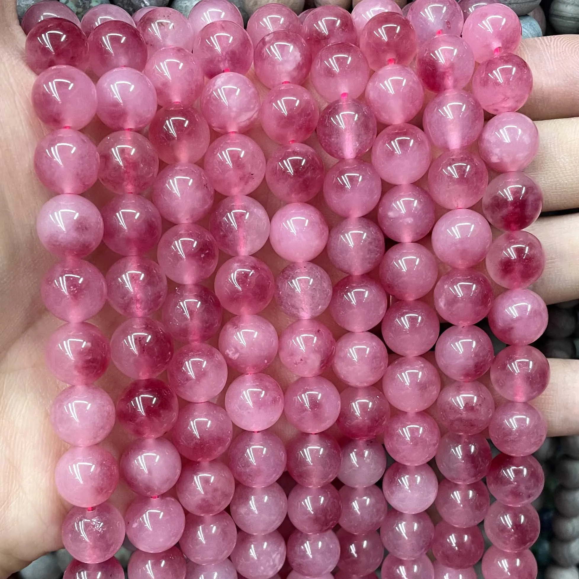 6 8 10 12 14MM Natural Stone Red Chalcedony Jades Spacer Round Beads For Jewelry Making DIY Bracelet Necklace Accessories