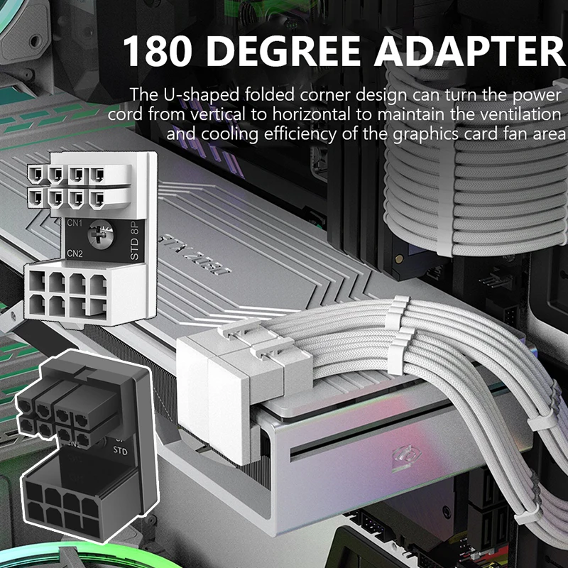 2/1 шт. ATX 8-контактный гнездовой разъем на 180 градусов Угловой поворотный разъем адаптер питания Угловая головка для рабочего стола видеокарты графического процессора