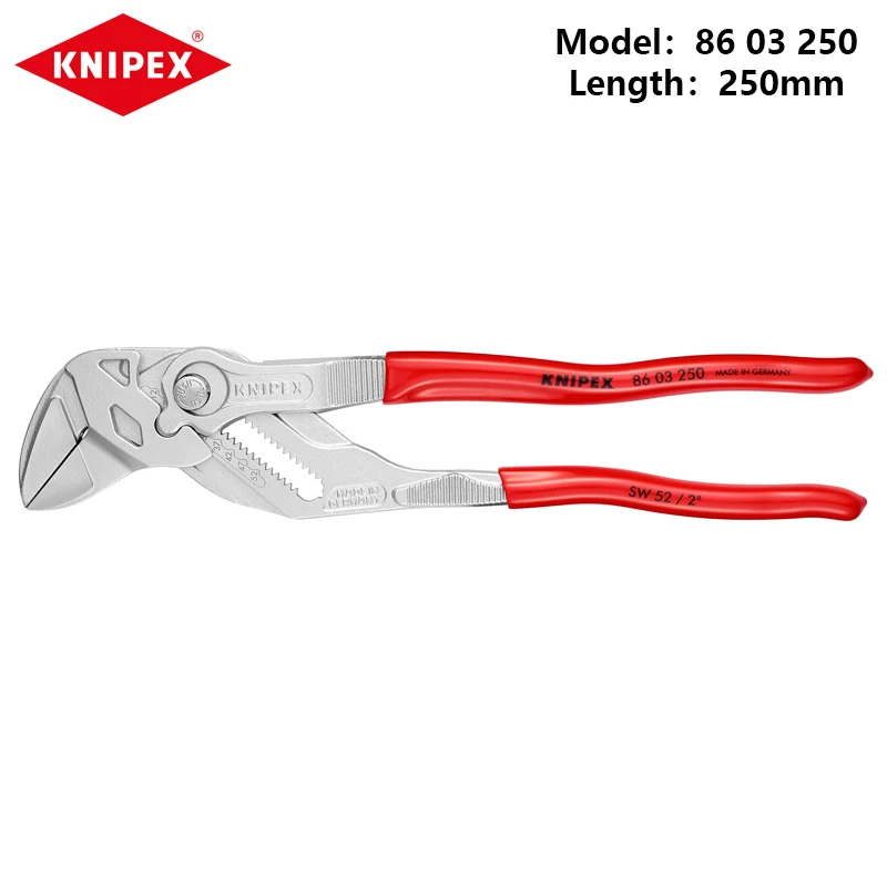 KNIPEX Pliers Wrench Chrome Plated Adjustable Plumbing Plier 8603125 8603150 8603180 8603250 8603300 8603400