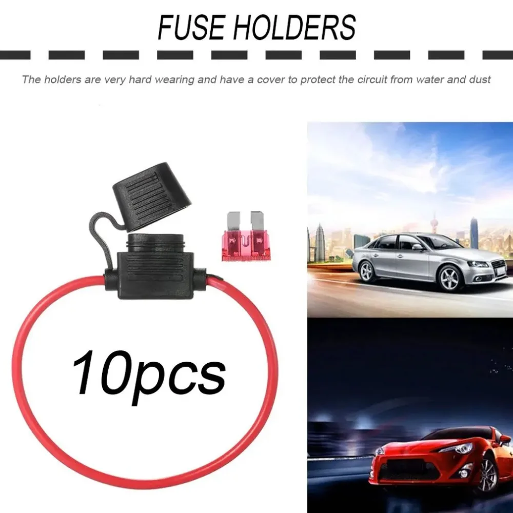 

10pcs/set Hot 12V 40A Professional Standard Blade Inline Fuse Holder Splash Proof for Car Bike with Waterproof Dustproof Cover