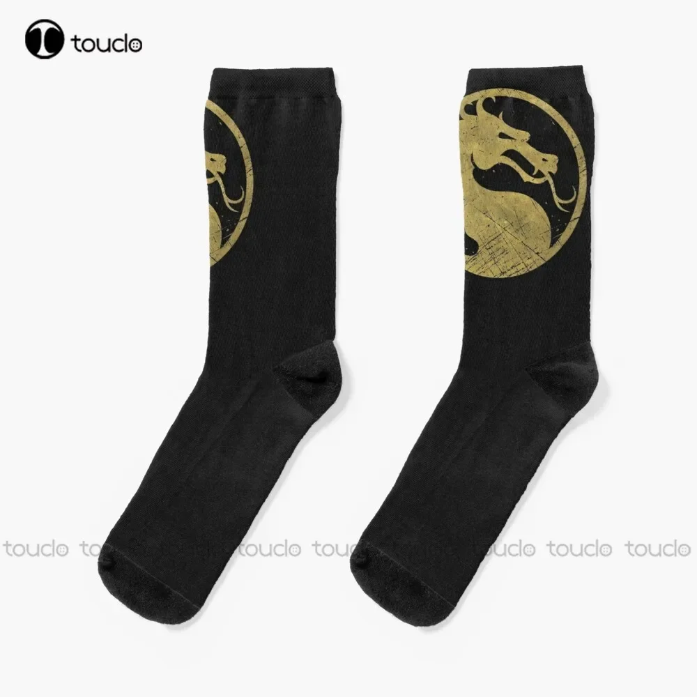 Mortal Kombat - Vintage Gold Socks Custom Men Socks Christmas Gift Unisex Adult Teen Youth Socks Custom 360° Digital Print