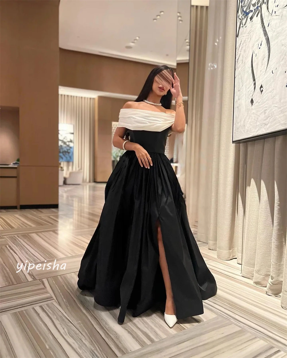 Jersey Draped Pleat Ruched Party A-line Off-the-shoulder Bespoke Occasion Gown Long Dresses