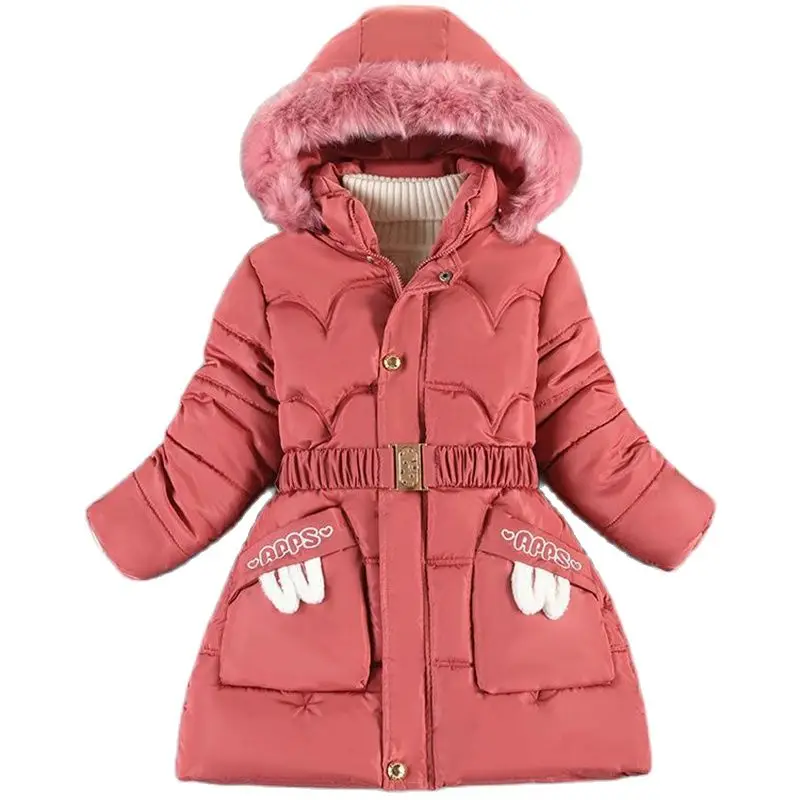 

Children Winter Down Coat Teenager Thick Woolen Hooded Cotton-padded Parka Kids Warm Long Jackets Toddler Kids Outerwear Clothes